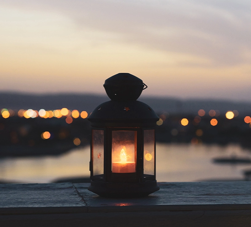 Ramadan lanter with view over golf and lagoons of el Gouna Egypt